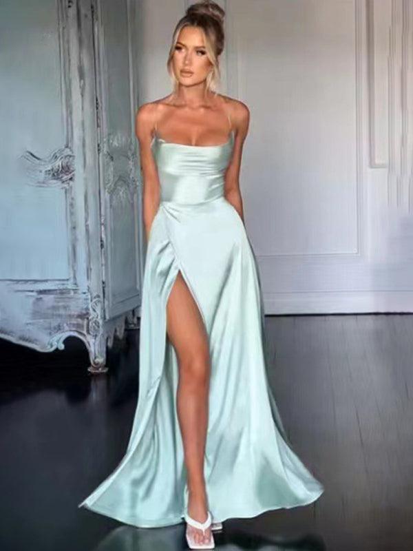 Maxi Jurk met Hoge Split en Verstelbare Bandjes - Maxi Dresses - Jurkjes.co