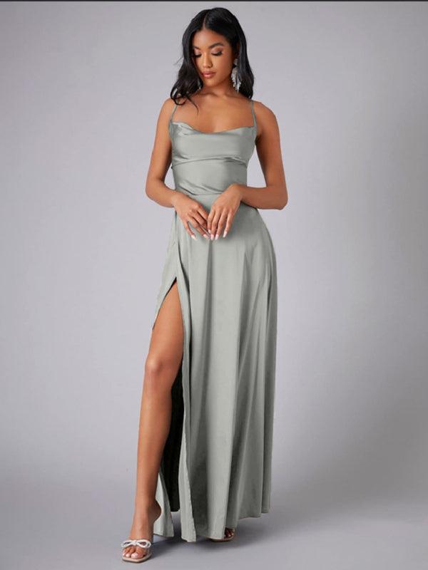 Maxi Jurk met Hoge Split en Verstelbare Bandjes - Maxi Dresses - Jurkjes.co