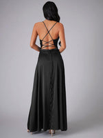Maxi Jurk met Hoge Split en Verstelbare Bandjes - Maxi Dresses - Jurkjes.co