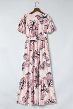 Maxi Jurk met Hoge Taille en Pofmouwen - Floral Dresses - Jurkjes.co