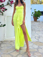 Maxi Jurk met Hoog Split en Geplooid Detail - Group5 - Jurkjes.co