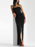 Maxi Jurk met Hoog Split en Geplooid Detail - Group5 - Jurkjes.co