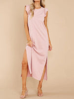 Maxi Jurk met Kapmouwtjes en Zijsplit - Maxi Dresses - Jurkjes.co