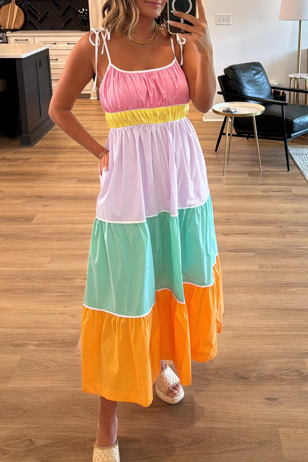 Maxi Jurk met Kleurblok Design - Maxi Dresses - Jurkjes.co