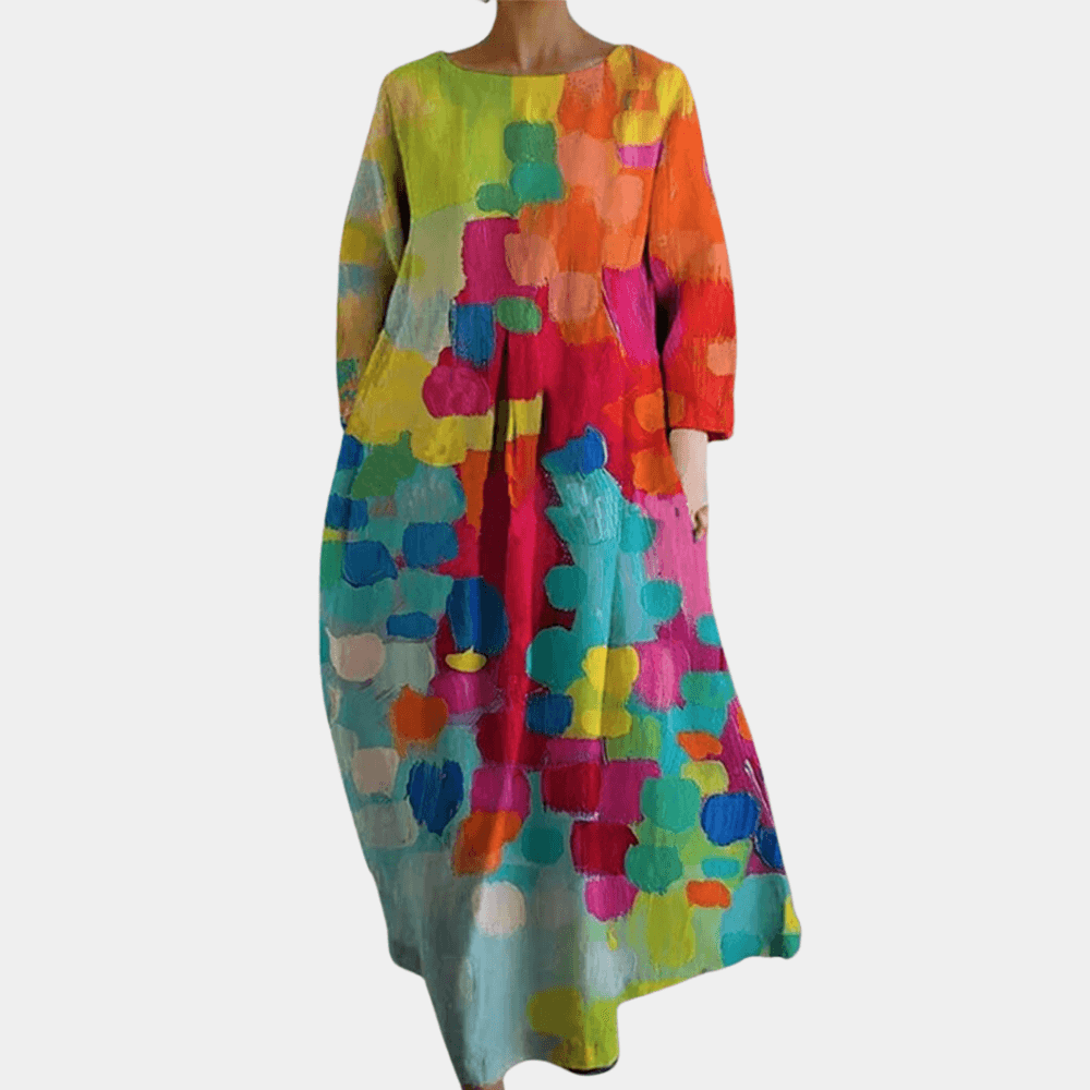 Maxi Jurk met Kleurrijk Patroon - CB - Dresses - Jurkjes.co