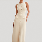 Maxi Jurk met Knoopsluiting en Zakdetails - Women Summer Dress - Jurkjes.co