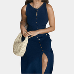 Maxi Jurk met Knoopsluiting en Zakdetails - Women Summer Dress - Jurkjes.co