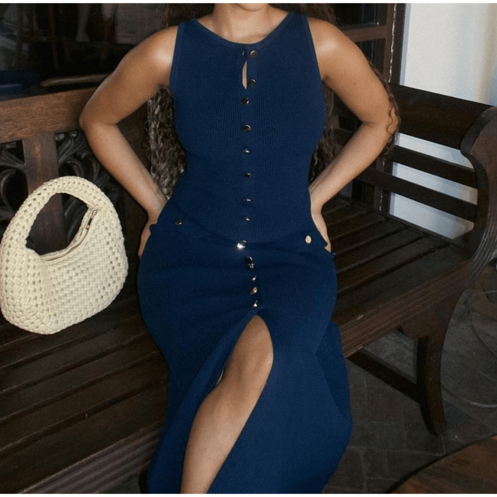 Maxi Jurk met Knoopsluiting en Zakdetails - Women Summer Dress - Jurkjes.co