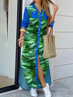 Maxi Jurk met Knopen en Hoge-Lage Zoom - Maxi Dresses - Jurkjes.co