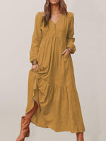 Maxi Jurk met Knopen en Lange Mouwen - Maxi Dresses - Jurkjes.co