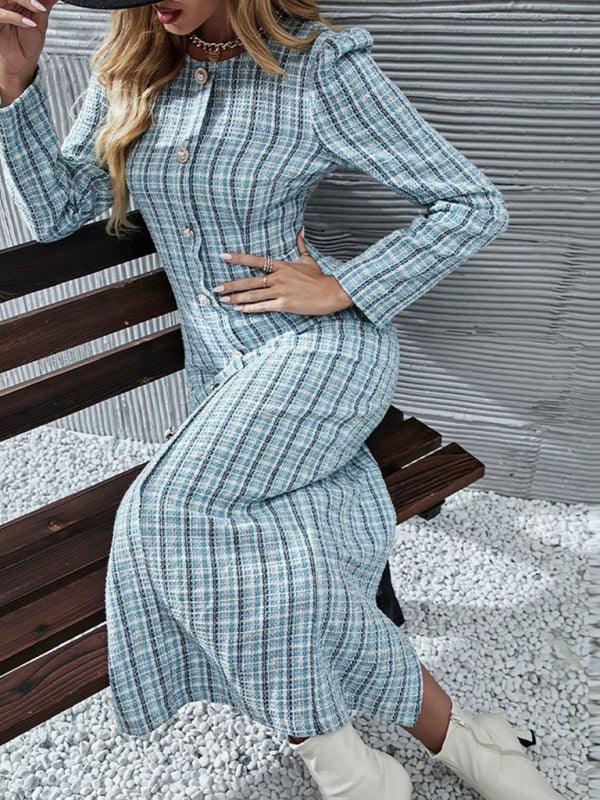 Maxi Jurk met Knopen en Ruitenpatroon - Group8 - Jurkjes.co