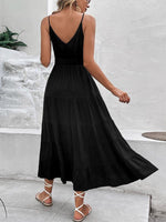 Maxi Jurk met Knopsluiting en Gelaagde Rok - Midi Dresses - Jurkjes.co