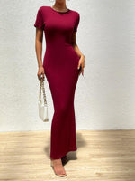 Maxi Jurk met Korte Mouwen en Effen Kleur - Group12 - Jurkjes.co