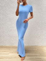 Maxi Jurk met Korte Mouwen en Effen Kleur - Group12 - Jurkjes.co