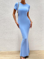 Maxi Jurk met Korte Mouwen en Effen Kleur - Group12 - Jurkjes.co