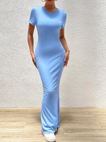 Maxi Jurk met Korte Mouwen en Effen Kleur - Group12 - Jurkjes.co