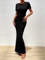 Maxi Jurk met Korte Mouwen en Effen Kleur - Group12 - Jurkjes.co