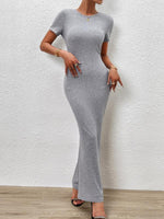 Maxi Jurk met Korte Mouwen en Effen Kleur - Group12 - Jurkjes.co