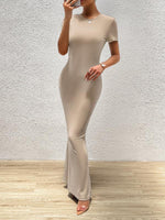 Maxi Jurk met Korte Mouwen en Effen Kleur - Group12 - Jurkjes.co