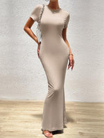 Maxi Jurk met Korte Mouwen en Effen Kleur - Group12 - Jurkjes.co