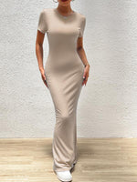 Maxi Jurk met Korte Mouwen en Effen Kleur - Group12 - Jurkjes.co