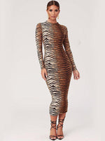 Maxi Jurk met Lange Mouwen en Dierenprint - Maxi Dresses - Jurkjes.co