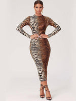 Maxi Jurk met Lange Mouwen en Dierenprint - Maxi Dresses - Jurkjes.co