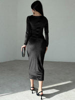 Maxi Jurk met Lange Mouwen en Effen Kleur - Group2 - Jurkjes.co