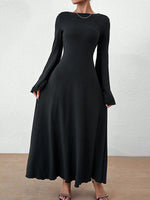 Maxi Jurk met Lange Mouwen en Effen Kleur - Maxi Dresses - Jurkjes.co