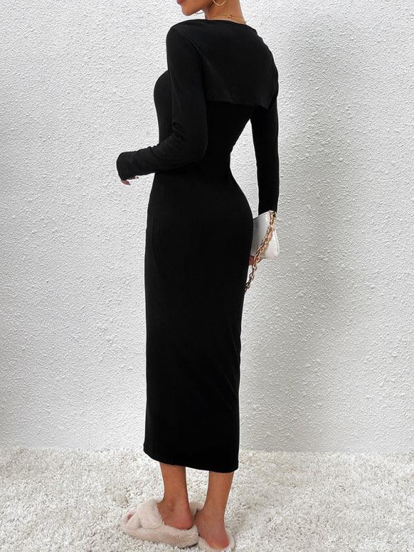 Maxi Jurk met Lange Mouwen en Effen Kleur - Maxi Dresses - Jurkjes.co