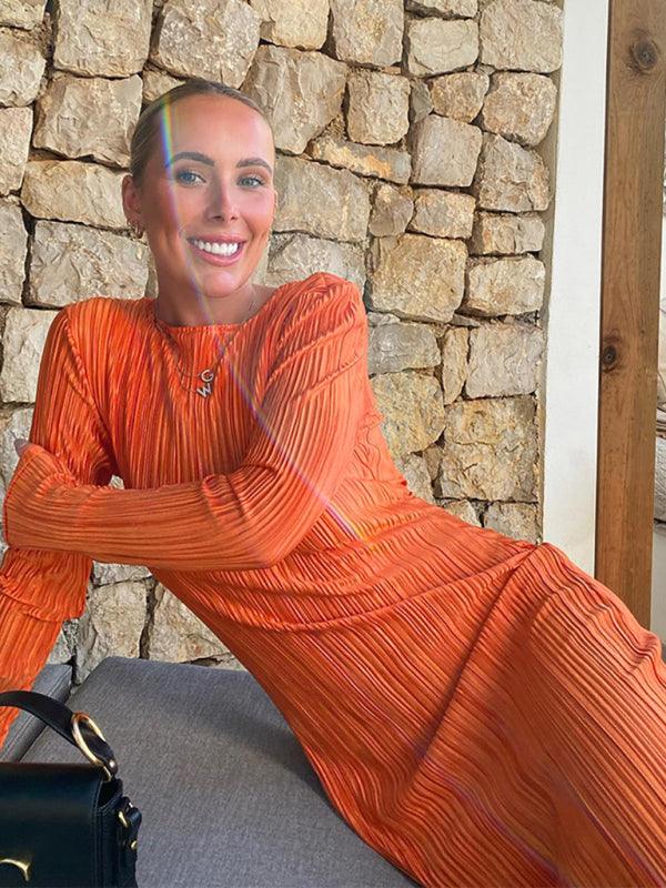 Maxi Jurk met Lange Mouwen en Plooirok - Group12 - Jurkjes.co