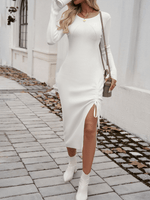 Maxi Jurk met Lange Mouwen en Zijsplit - Maxi Dresses - Jurkjes.co