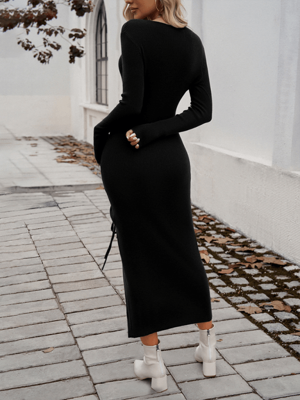 Maxi Jurk met Lange Mouwen en Zijsplit - Maxi Dresses - Jurkjes.co