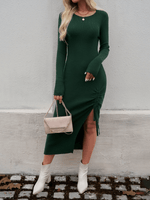 Maxi Jurk met Lange Mouwen en Zijsplit - Maxi Dresses - Jurkjes.co