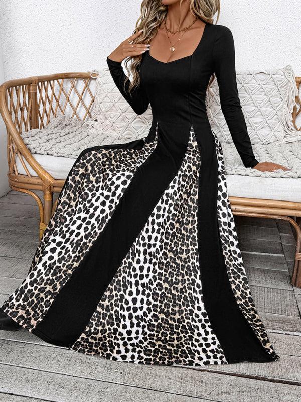 Maxi Jurk met Luipaardprint en Lange Mouwen - Maxi Dresses - Jurkjes.co