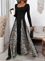 Maxi Jurk met Luipaardprint en Lange Mouwen - Maxi Dresses - Jurkjes.co