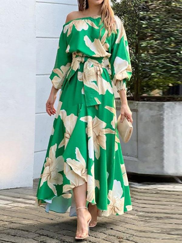 Maxi Jurk met Off-Shoulder en Bloemenprint - Maxi Dresses - Jurkjes.co