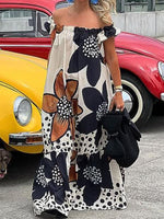 Maxi Jurk met Off-Shoulder en Bloemenprint - Maxi Dresses - Jurkjes.co