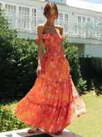 Maxi Jurk met Off-shoulder en Bloemenprint - Maxi Dresses - Jurkjes.co