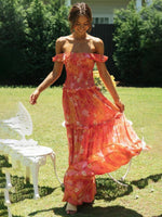 Maxi Jurk met Off-shoulder en Bloemenprint - Maxi Dresses - Jurkjes.co