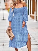 Maxi Jurk met Off-Shoulder en Bloemenprint - Maxi Dresses - Jurkjes.co