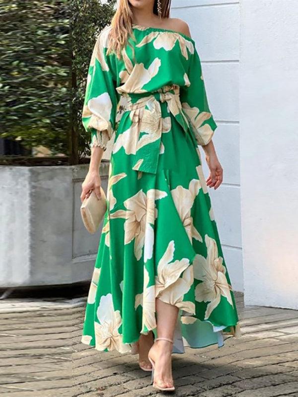Maxi Jurk met Off-Shoulder en Bloemenprint - Maxi Dresses - Jurkjes.co