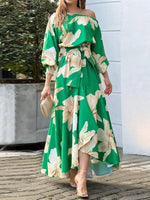 Maxi Jurk met Off-Shoulder en Bloemenprint - Maxi Dresses - Jurkjes.co