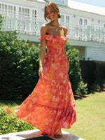 Maxi Jurk met Off-shoulder en Bloemenprint - Maxi Dresses - Jurkjes.co