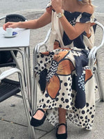 Maxi Jurk met Off-Shoulder en Bloemenprint - Maxi Dresses - Jurkjes.co