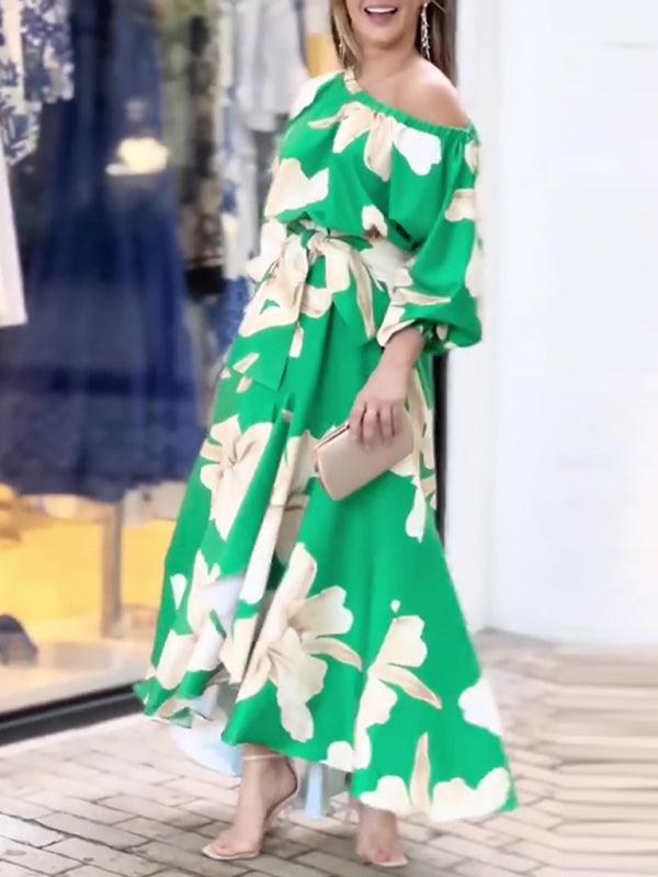 Maxi Jurk met Off-Shoulder en Bloemenprint - Maxi Dresses - Jurkjes.co