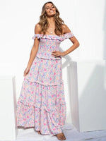 Maxi Jurk met Off-shoulder en Bloemenprint - Maxi Dresses - Jurkjes.co