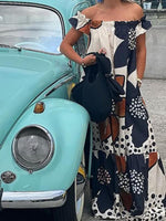 Maxi Jurk met Off-Shoulder en Bloemenprint - Maxi Dresses - Jurkjes.co