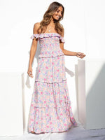 Maxi Jurk met Off-shoulder en Bloemenprint - Maxi Dresses - Jurkjes.co