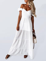 Maxi Jurk met Off-shoulder en Gelaagde Rok - Maxi Dresses - Jurkjes.co